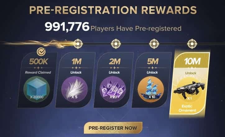ของรางวัล ลงทะเบียนล่วงหน้า Destiny Rising Mobile