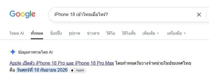 google aio ตอบไม่ถูก